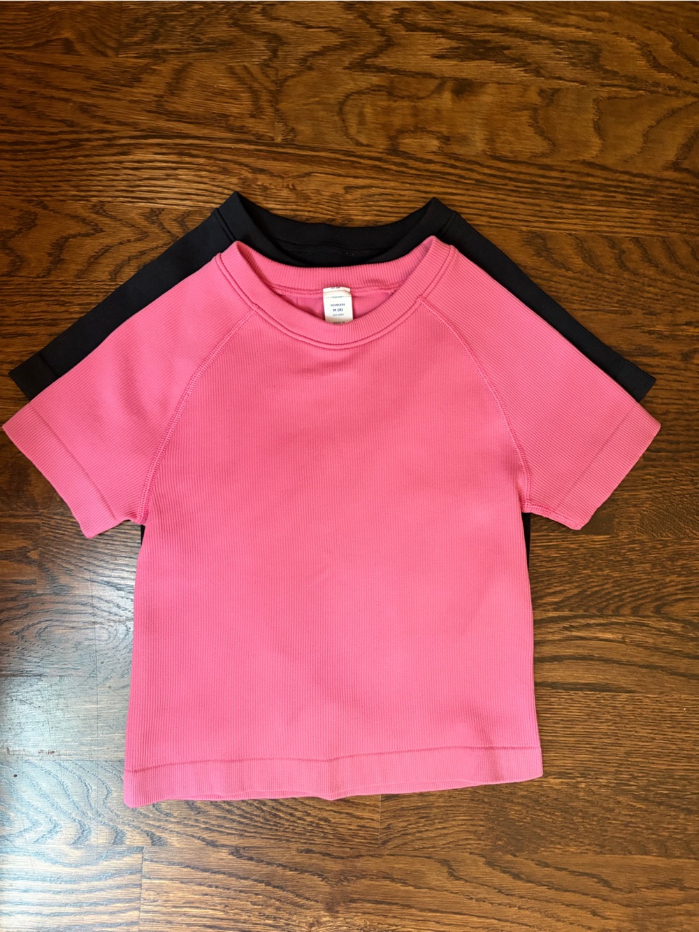 Target Pink and Black Ribbed workout shirts size 8 medium